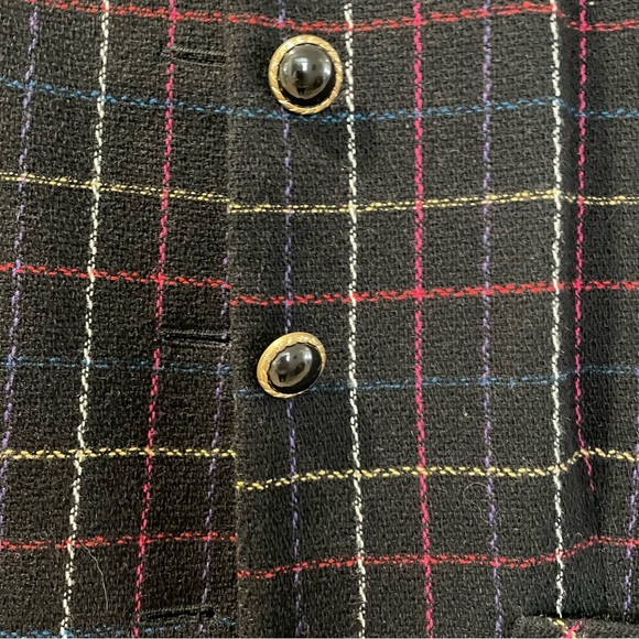Private Concepts Jacket 5 Button Front Black Plaid Wool Blend Gently Worn Size12 - Picture 5 of 8